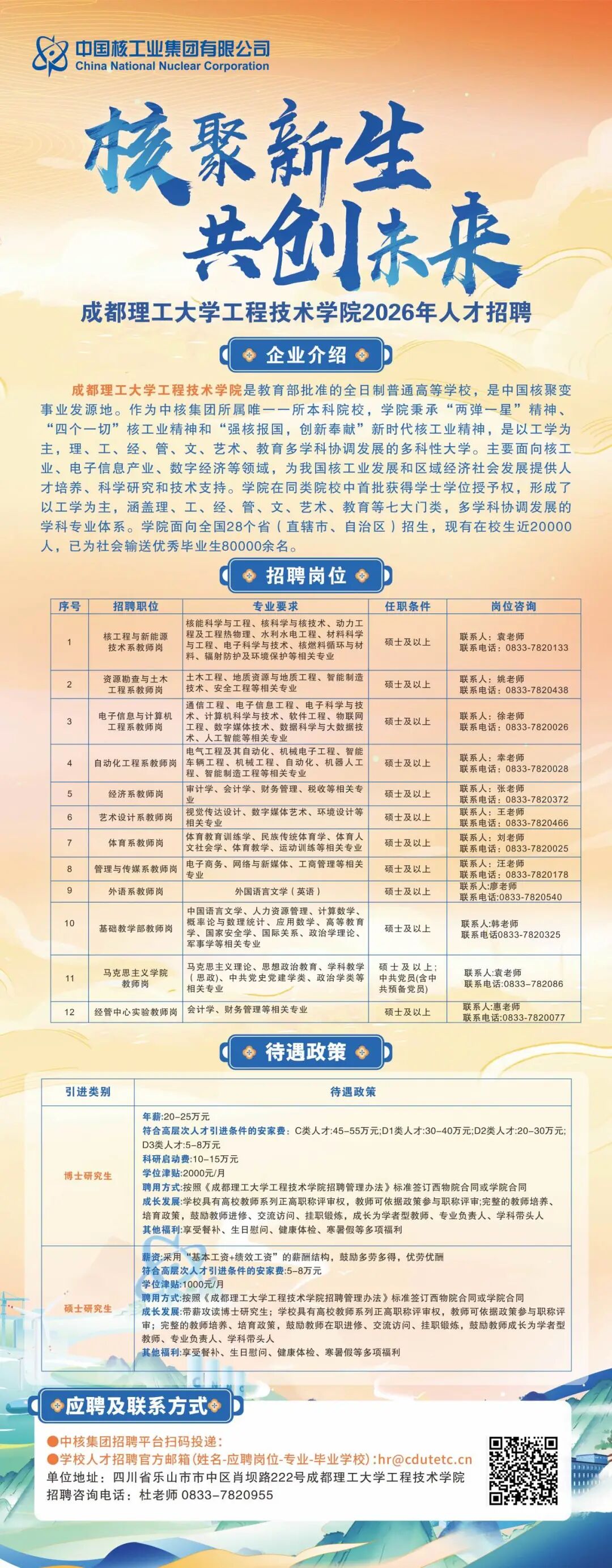 成都理工大学工程技术学院2026年人才招聘